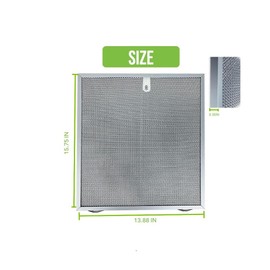 Filtro de campana extractora de 13-7/8 x 15 3/4 x 0.35 pulagadas, filtros de repuestos de campana extractora, filtro de grasa, 2 filtros de aluminio, reemplazo de filtros, filtro de ventilacion.