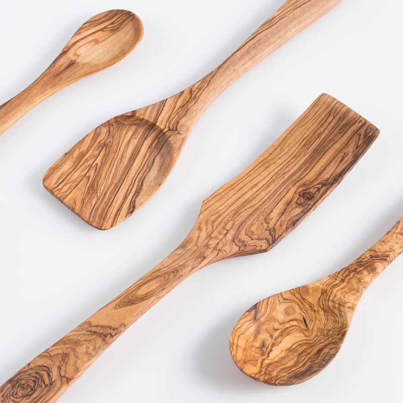 Darido Olive Wood Cooking Utensils Set of 3 with Extra