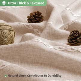 eachope No Hook Extra Long Shower Curtain with Snap-in Liner Set,Boho Chic Striped Tassel Linen Fabric Shower Curtain,Tall Modern Farmhouse Cute Cloth Shower Curtains for Bathroom,Tan/Taupe,71x86