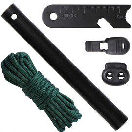 Fire Starter Fire Steel with Multifunctional Scraper, 7 Core Strands Nylon Rope, Cord Stopper, Cord End DIY Handmade Weave for Outdoor, Camping and Survival (Dark Green)