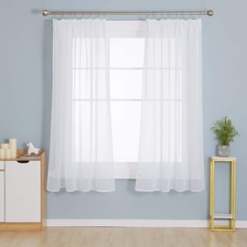 Deconovo Stores Curtains Translucent with Ruffle Tape White Set of 2