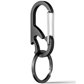 TISUR Keychain, Titanium Carabiner, Small, Bottle Opener Key Ring, Never Falls, Lightweight, Stylish, Keys, Carabiner Hook, Outdoor, Men's, Black (1 Piece)