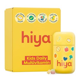 HIYA Kids Multivitamin Tablets – 15+ Essential Vitamins & Minerals with Fruits & Veggies for Ages 2+, Supports Growth, Development & Immune, 0g Sugar – 30 Day Supply for Toddlers & Kids
