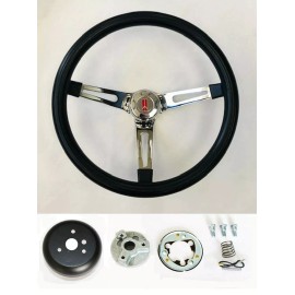 GT Performance 62 63 67 Oldsmobile Cutlass 442 Delta Black on Chrome Steering Wheel 15"