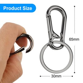 GENSMILE Carabiner Key Ring Holder - 2 Pieces Key Ring Organiser with Double Opening, Stainless Steel Key Ring Set for Keys, Pets, Backpack, DIY, Silver Grey, silver grey