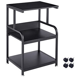 Fannova Printer Table with Wheels, 3 Tier Printer Stand with Storage Shelf for Home Office Organization, Rolling Cart Stand for Cricut Heat Press, Black