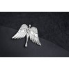 OKAJEWELRY Guardian Angel Pin Rhinestone Silver Tone Brooches for Women