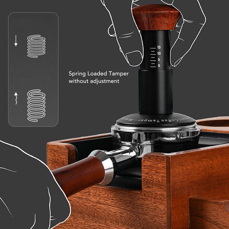 Coffee Tamper Spring Loaded Tamper Calibrated Coffee Tamper Wood Handle
