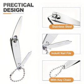 Keeshibao 16-Piece Bulk Nail Clippers with File & 16 PCS Earpicks | Stainless Steel Travel Small Toenail Clippers Mini Fingernail Clippers with Storage Pouch for Men, Women, Gifts, Homeless Care