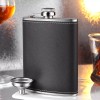Unbranded FLASK Black Rubber Stainless Steel Screw Down Cap Hip