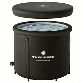 The Pod Company Standard Ice Bath Tub, 84 Gallon Cold Plunge Tub with Cover Lid, Portable Inflatable Ice Plunge Tub for Adults, Side Drain, Chiller Compatible (Requires Conversion Kit)
