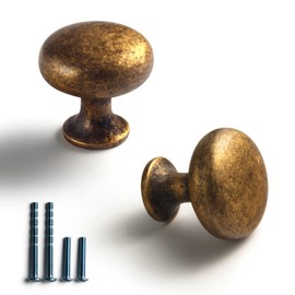 Goo-Ki Antique Brass Zinc Alloy Cabinet Knobs - Single Hole Center Affordable Luxury Cabinet Pull Hardware for Kitchen, 6 Pack 6633-GT-DAN…