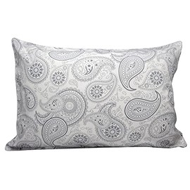 CAMEL PALMS Made in Japan 100% Cotton Pillow Case Zippered Moderate Thickness Fabric 43x63cm Paisley White