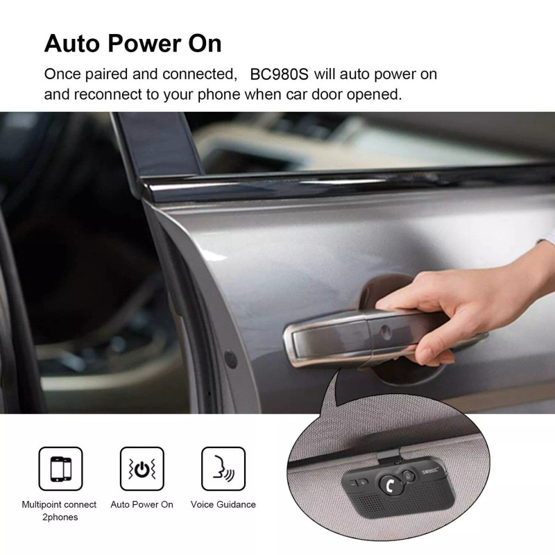 SUNITEC Handsfree Bluetooth Car kit for Cell Phone, Wireless Bluetooth