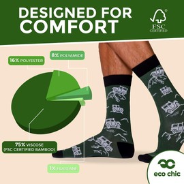 ECO CHIC Mens Bamboo Socks Breathable Hot and Cold Weather UK 6-11 Single Pair (Monkeys Green)