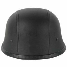 HTTMT MT506-002-XL- DOT German Black Leather Motorcycle Half Face Helmet Biker Pilot Goggles XL