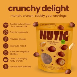 Nutic Double Dipped Milk Chocolate Covered Peanuts - 2LB, Roasted Crunch, Two Layers of Milk Chocolate, Melts on Tongue, Ideal for Weddings & Holidays, Sweet Nutty Treat - (Pack of 1)