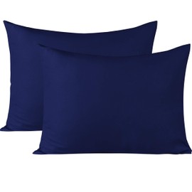 BEDSUM Microfiber Standard Pillowcases Set of 2, Soft Wrinkle Resistant and Easy Care Pillow Cases with Envelope Closure for Kids, 20x26 inches, Navy Blue