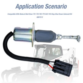 Hoypeyfiy Fuel Shut Off Solenoid Switch 6681513 6667993 3832211 Fuel Shut Down Solenoid Kit Replacement for Bobcat S150 S160 S175 S185