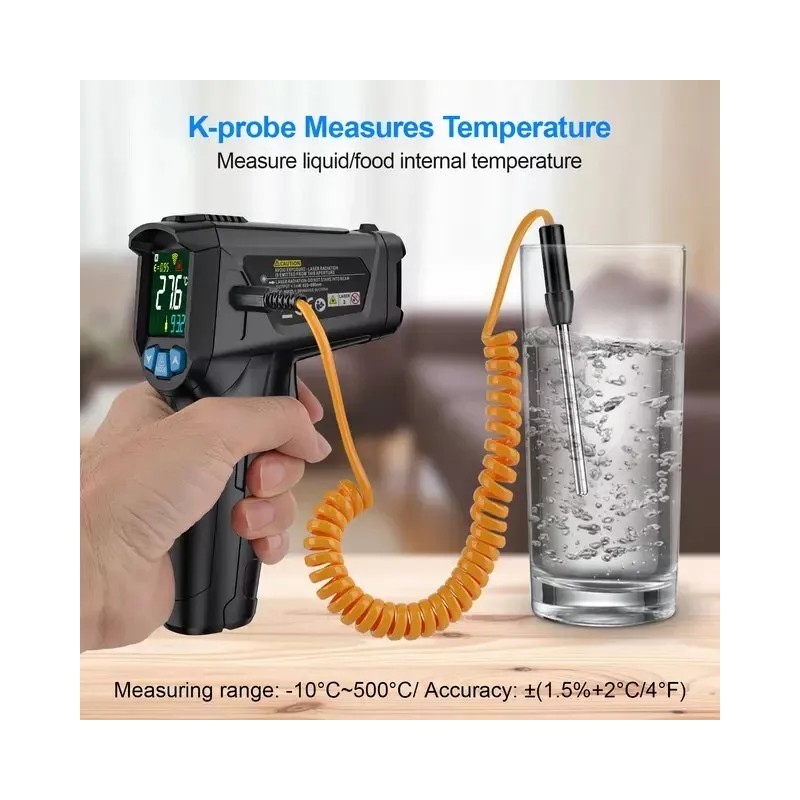 Mestek Infrared thermometer temperature Meter with K Probe
