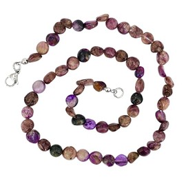 Taddart Minerals - Purple Nugget Necklace Made from Natural Gemstone Charoite with 45 cm Length - Handmade, Gemstone