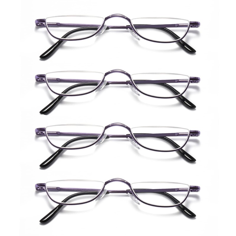 KoKoBin Half Reading Glasses,4 Pack Half Rim Metal Frame Glasses