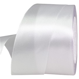 MEYIART 25 Yards of 1-1/2" Bleached Wide Satin Ribbon, Solid Color Fabric Ribbon for Weddings, Bouquets, Wreaths, Hair Accessory Making, Party and Gift Box Wrapping Ribbon (Bleached, 1-1/2")