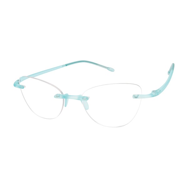 Scojo New York Gels Cat Blue Light Reading Glasses, Handmade Scratch Resistant Readers for Women and Men, Aqua Frost - 1.00x
