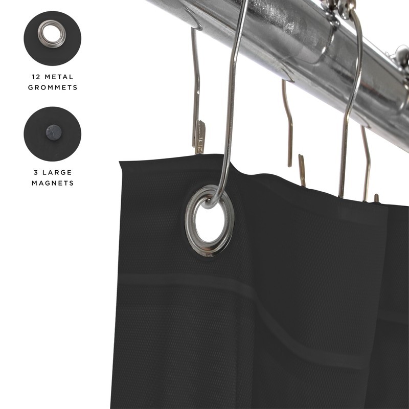 Bath Bliss Heavy Shower Curtain Liner, 12 Rust Resistant Metal
