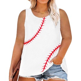 Plus Size Baseball Sleeveless Shirt Women Baseball Mom Tank Top Batter Batter Swing Baseball Tee Vest Casual Summer Top
