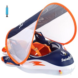 YXTC Baby Float, Locket, Float, For Babies, Foot Compartment, UV Protection, Sun Protection, Removable Sunshade, Baby Float, Water Play, Suitable for 6 Months - 3 Years Old (Blue)