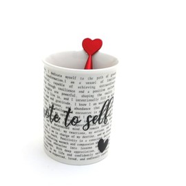 Note to Self pencil holder, brush cup, pen and pencil holder- Lennymud by Lorrie Veasey (Includes One Red Heart Pen)