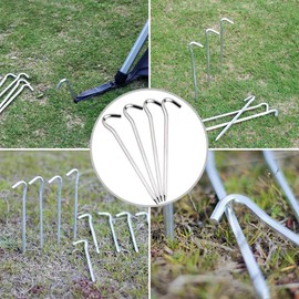 Tent Pegs - 12Pcs Aluminium Tent Stakes Pegs with Hook - 7’’ Hexagon Rod Stakes Nail Spike Garden Stakes Camping Pegs for Pitching Camping Tent, Canopies (Silver)