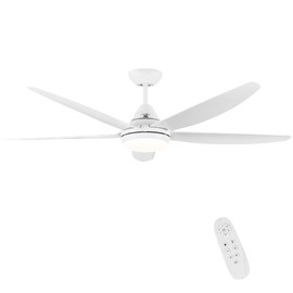 56-Inch Integrated 24-Watt LED Ceiling Fan - 6-speed Modern Ceiling Fan with Remote Control - 5 ABS Blade Ceiling Fan with Light - 3 Light Changing Colors - Quite Reversible DC Motor - 7000CFM - White