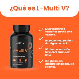 L-Multiv Multivitamínico Completo – 90 Capletas | Vitaminas A, C, D, E, B1, B2, B6, B12, Ácido Fólico, Minerales y Antioxidantes | Energía y Bienestar