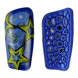 OUPOWER TeamStar Slide in Soccer Football Shin Guards for Youth Men Women Kids Boys Girls (Medium, Blue)