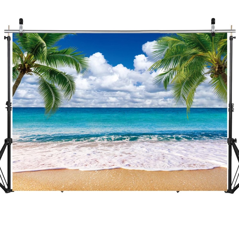 SJOLOON Summer sea Backdrop Tropical Beach Plants Photo Backdrop Hawaiian