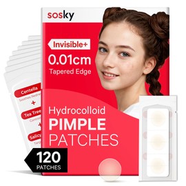 Sosky Pimple Patches for Face, Hydrocolloid Acne Patches, Zit Sticker for Face and Skin 120 Count 10mm