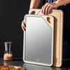 MAXCOOK Double Sided Stainless Steel Cutting Board Small Wheat Straw