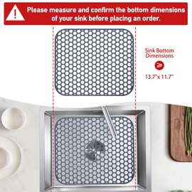 2 Pack 13.7"x 11.7" Bestjing Silicone Kitchen Sink Protector Mat - Kitchen Sink Grid Accessory, Non-Slip Heat Resistant Sink Grid Dry Mat for Bottom of Porcelain Stainless Steel, Dishwasher Safe