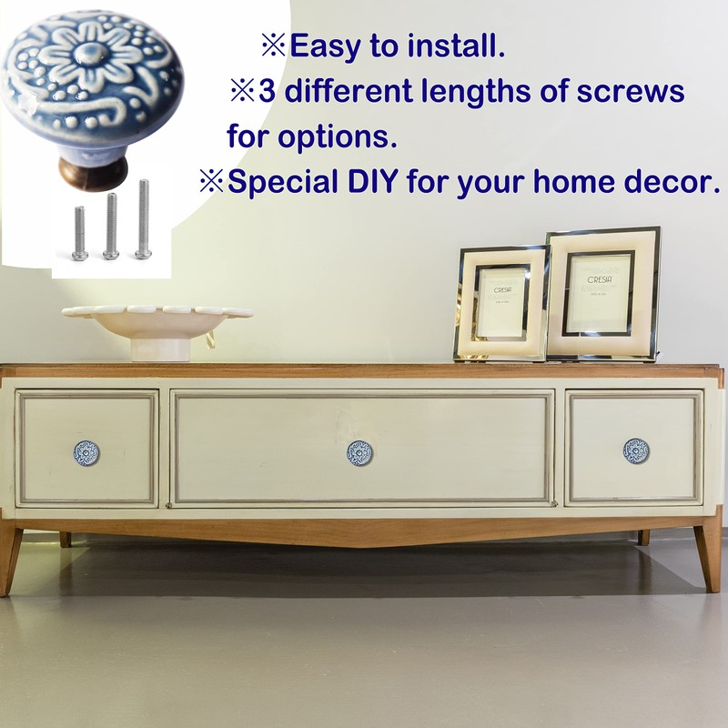 Perphin 1-2/5 inch Ceramic Kitchen Cabinet Knobs for Drawer Dresser