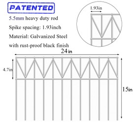 GRELWT 5 Pack 24"L x 15"H Animal Barrier Fence, Underground No Dig Fence, 5.5mm Galvanized Stakes with 2 inch Spacing, Metal Fence Panel for Outdoor Yard Patio, Total 10Ft(L) X 15in(H) Silver