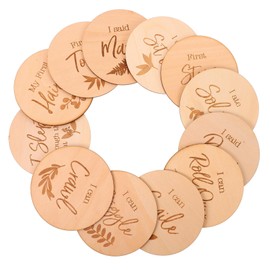 KOMBIUDA Monthly Milestone Cards Pcs Wooden Cards Adorable Stickers Newborn Growth Commemoration