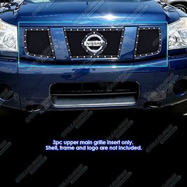 Compatible with 2004-2007 Armada Titan Stainless Black Mesh Rivet Upper Grille Inert S18-H2145LN