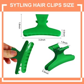 Ondder Green Butterfly Hair Clips for Styling Sectioning Pro Salon Butterfly Plastic Claw Clips Hair Styling Clip Barber Clips for Cutting, Coloring Hair, Hair Accessories for Women Girls
