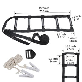 ZUEXT Bed Ladder Assist 160 Inch, Black Pull Up Assist Device w/ 5 Handles Grips, Adjustable Rope Ladder Straps, Sit Up Handle Helper for Elderly Seniors Adults Pregnant Injury Handicapped Patients