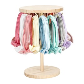 Yomjarl Wooden Headband Holder Stand, Hair Accessories Organizer for Girls Women, Jewelry Display Rack with Gold Hooks for Bows, Bracelets, Necklaces, Scrunchies, Vanity Dresser Storage Bullet Points