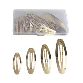 MAHAVIMOKSA 1Box Mixed 50/60/70/80mm Barrettes Women Metal Snap Hair Clips for DIY Craft (KC Gold - Oval Shape)