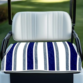 WEBEEDY Golf Cart Seat Covers - Blue White Stripe Pattern, Microfiber Golf Cart Seat Towel Blanket Breathable Seats Covers Protector for Summer 2-Seat Club Car Accessories, 130x78.5 cm