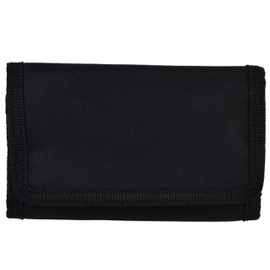 Mens Boys Girls Plain Canvas Tri-Fold Wallet Black Red Navy Handy